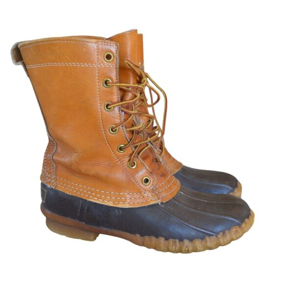 LL Bean Women Bean Boots Size 7 Main Hunting Shoe Outdoor Gorpcore Brown Leather - Picture 2 of 11